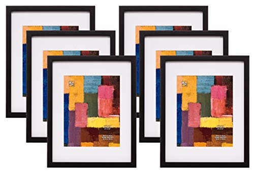 Exclusive Kiera Grace Modern Luxury-Frames, 11x14 Matted for 8x10 (Pack of 6), Black
