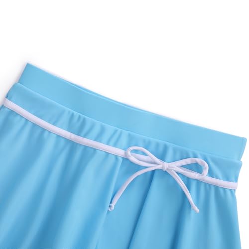 Image of Girl Swimsuit 2 Piece Bathing Suit High Waist Color Block Bikini Skirt Set Sporty Summer Swimwear 4-13Y
