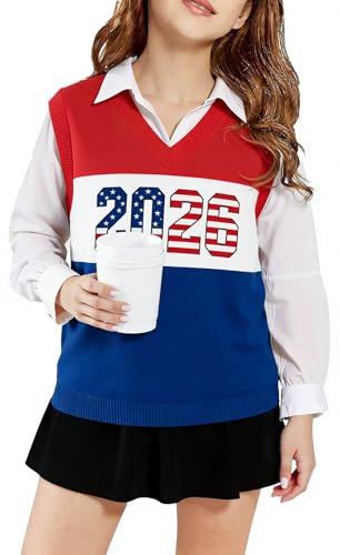 Image of SELINK Boys Girls School Uniform Sweater Vest V Neck Soft Comfy Pullover Trendy Argyle Knitted Waistcoat Vest