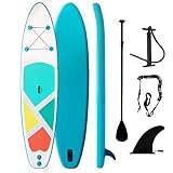 Inflatable Stand-Up Paddle Boards for Adults, QILEBA 10ft Extra Wide Stable Inflatable Yoga Paddleboard with Durable SUP Accessories, Fins, Adjustable Paddle, Pump, Leash, Ultra-Light Non-Slip Deck