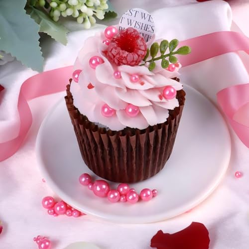 Image of Pink and Red Pearl Sprinkles for Cake Decorating Edible, Valentines Sprinkles with 4 Sizes Sugar 130g /4.6oz, Cupcake, Ice Cream, Donuts, Macaron Toppings Supplies (2mm, 4mm, 7mm, 1cm)