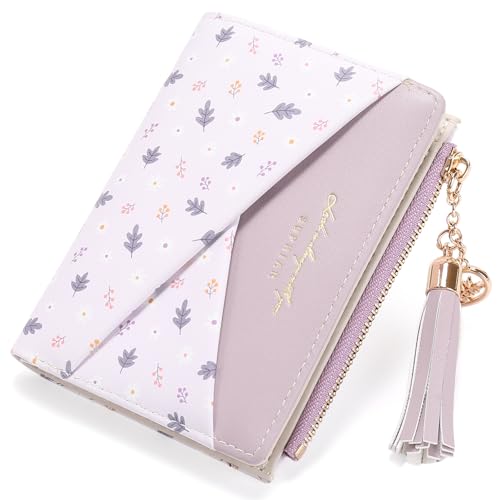 GAEKEAO Small Womens Wallet RFID Blocking Bifold Card Holder Tassel Vegan Leather Wallets Cute Pattern with Zipper Pocket