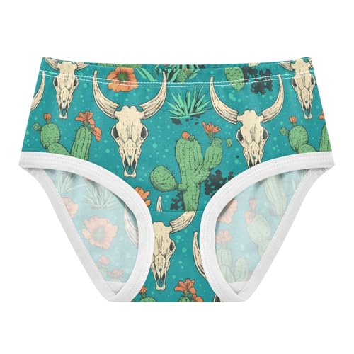 Wusikd Cactus Cow Skull Girls' Underwear Cotton Retro Cartoon Girls Briefs Soft Toddler Underwear 2T