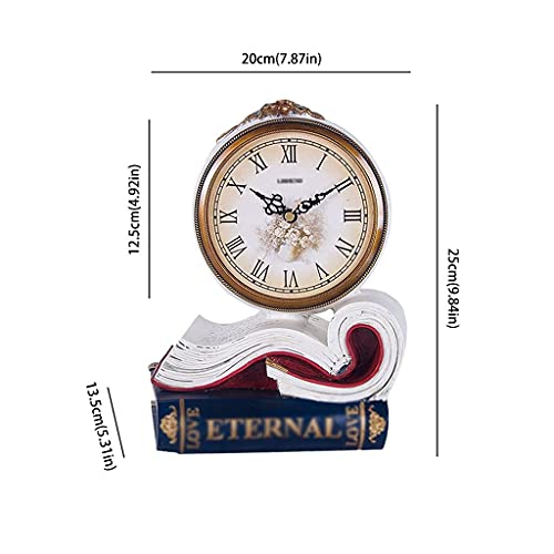 Reloj de mesa estilo europeo hecho en resina con diseño de libro 4