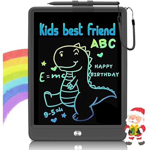 USLAI LCD Writing Tablet for Kids, 10 Inch Colorful Erasable Toddler Drawing Pad Doodle Board, Educational and Learning Toys Gift for 3-8 Years Old Boys Girls - Black Cover