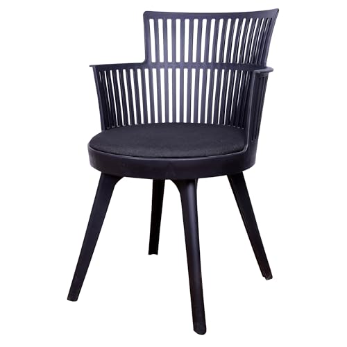 Image of Creative Cafe Chair, Featuring a Sleek Open-Slat backrest, Plush Cushioned Seating, and a deep Black Finish, These Chairs are a Perfect Blend of Modern Style. | CS-1221 /P2 (Black)