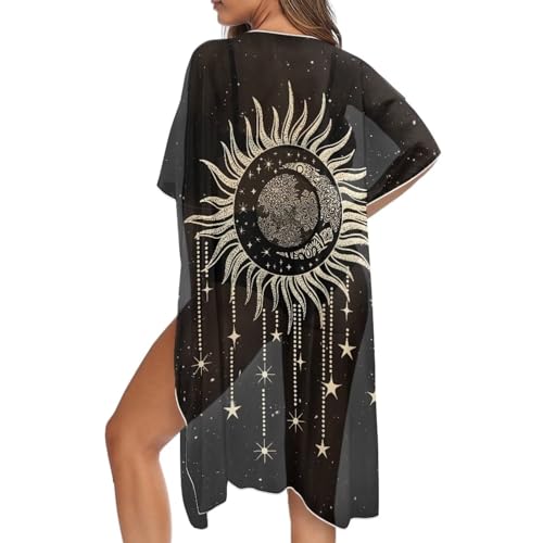 Women's Beach Cover up Swimsuit Kimono Cardigan with Loose Sleeves - Main Image