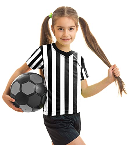 Amoy Referee Shirt Costume Kids Football Basketball Official Umpire Jersey Black White Stripe Pro Ref Uniform Short Sleeve #TOP8