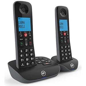 BT Essential Cordless Landline House Phone with Nuisance Call Blocker, Digital Answer Machine, Twin Handset Pack