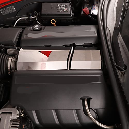 Image of Engine Bay Panel Cover for C6 Corvette 2005-2013, Stainless Steel Rear Engine Cover Guards Protector Splash Shield, Fuse Box Cover (Type G Engine Hood Middle Baffle)