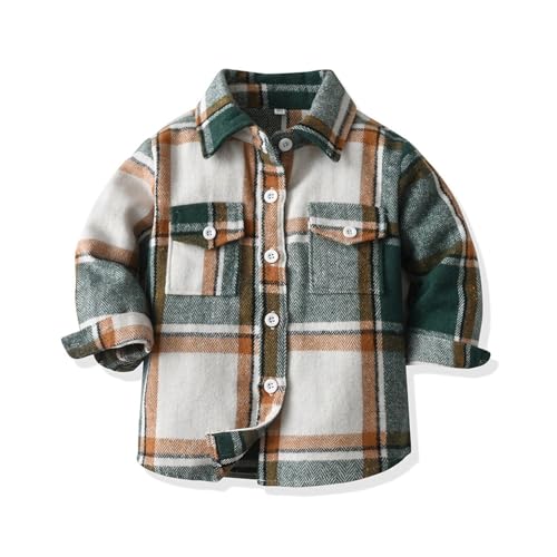 Toddler Baby Boys and Girls Long Sleeve Lapel Plaid Shirts Jacket Button Down Shirt Top Outwear Clothes3
