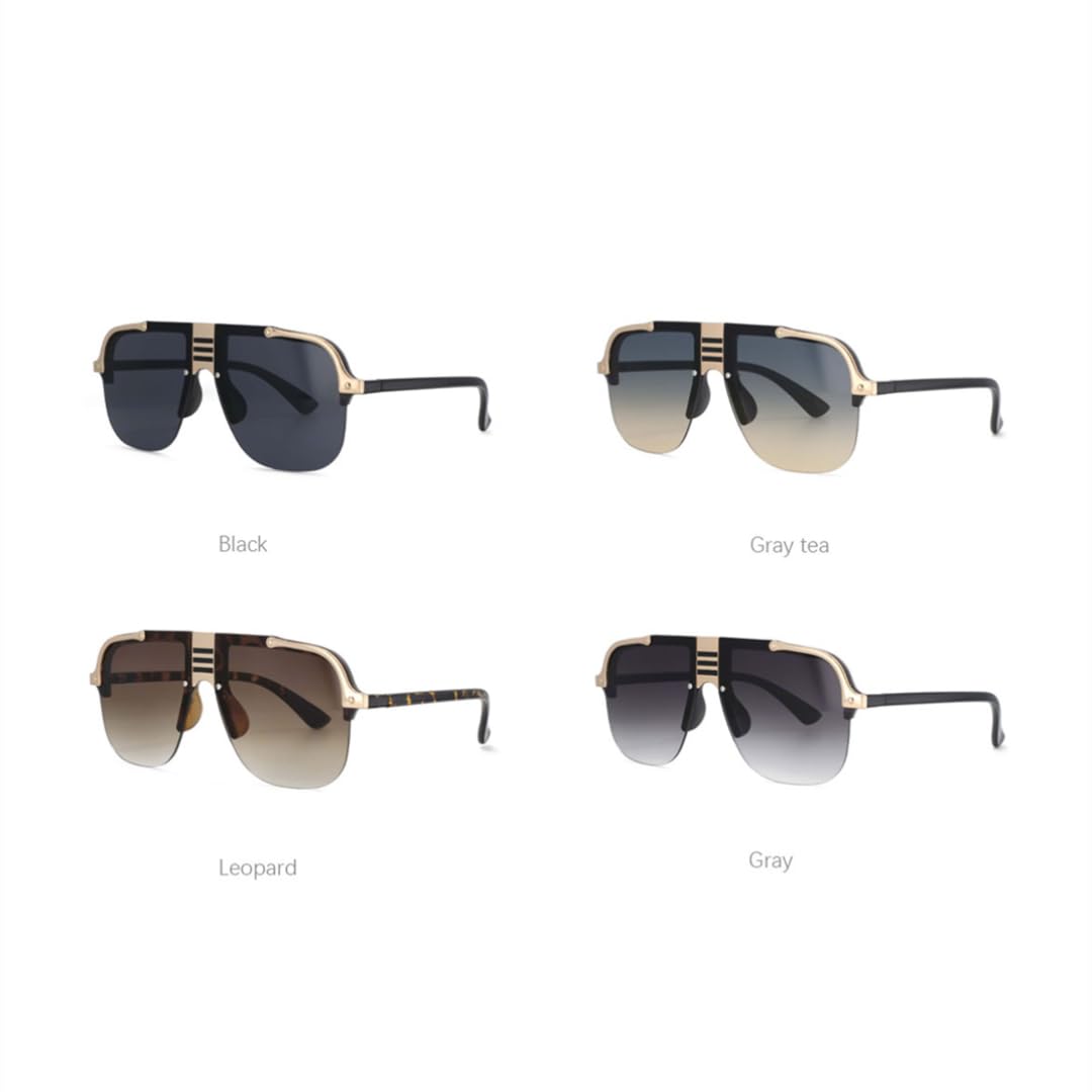 Ponadgabarytowe okulary przeciwsłoneczne moda pół oprawki mężczyźni kobiety Uv400 Vintage