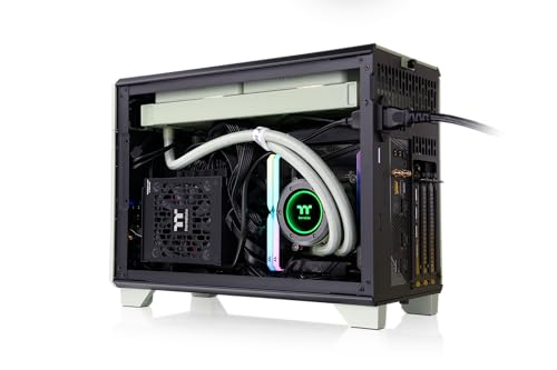 Image of Thermaltake TR100 Matcha Green Mini-ITX SFF Case 18.4 L Dual Chamber Design PCIe 4.0 Riser 280 mm AIO Support Quiet Airflow Build