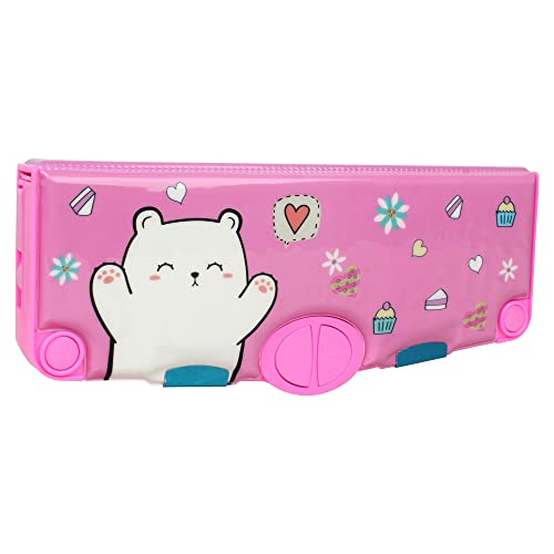 Image of Minache Multifunction Pencil Case Pencil Box with 2 Compartments Cartoon Pattern Stationery Set with Pop Out Scissors and Pencil Sharpener, 7483+Style 1, bh-07483-01ADD