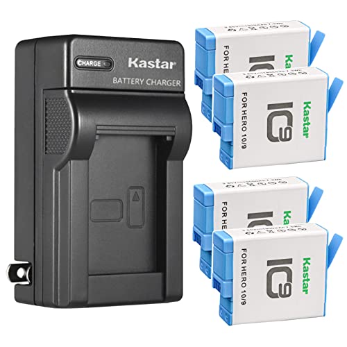 Kastar 4-Pack Battery and AC Wall Charger Replacement for GoPro HERO10 Hero 10, HERO9 Hero 9, GoPro ADBAT-001 ADDBD-001 Battery, GoPro HERO10 Hero 10, GoPro HERO9 Hero 9 Edition Action Camera