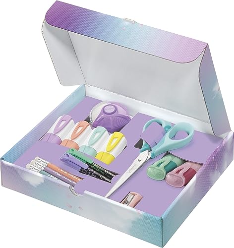 Maped Coffret d'Écriture Pastel 14 Pièces Crayons HB + Taille Crayon + Surligneurs + Feutres d'Écriture + Ciseaux 16cm + Gomme - vue 2