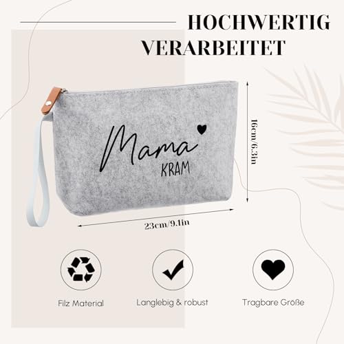 Xuniea 2 Stück Geschenke für Werdende Mütter Schwangere - Kosmetiktasche aus Filz mit Reißverschluss Filztasche für Mama Schwangerschaft Geschenk zur Geburt für Neue Mama Babyparty (Hellgrau)