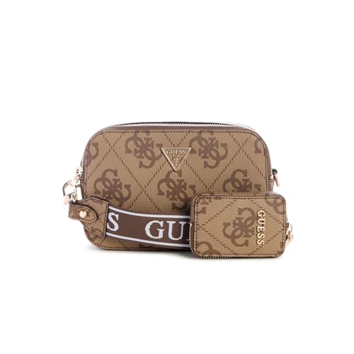 GUESS Brown Printed Latona Crossbody Bag