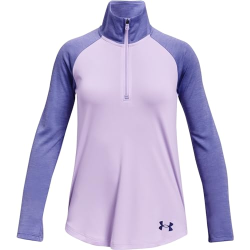 T-shirt Under Armour Tech respirant demi-zip violet fille XL