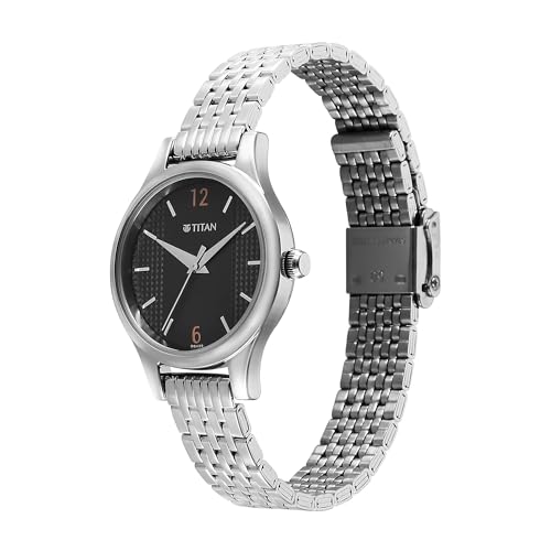 Image of Titan Karishma Workwear Black Dial Stainless Steel Watch for Women