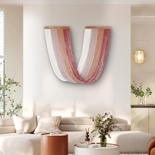 lokeisna Large Macrame Wall Hanging, Macrame Room Decor Wall Art, Boho Wall Decor Tapestry for Bedroom above Bed Wall Decor Living Room, Macrame Wall Decoration Fashional Gift, 33'x15' Large Red