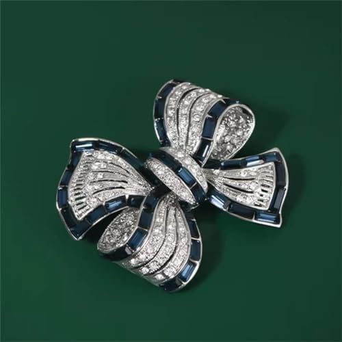 Rhinestone Bow Collar Brooch Crystal Bow Brooch Pin Vintage Blue Sparkling lapel Pin Crystal Collar Pin Ribbon Bow Brooch Badge Clothing Accessory Women's Jewelry Gift2