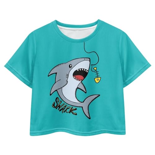 AmzPrint Girls Light Blue Short Sleeve Shirt Cute Cartoon Otters Print Graphic Tee T-Shirt Crewneck Tunic Crop Tops for Girls4