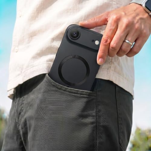 Image of amazon basics Premium Mag-Safe Case for iPhone 17 Air | Shockproof & Anti-Scratch Cover | Soft Silicone with Wireless Charging | Camera Lens Guard - Black