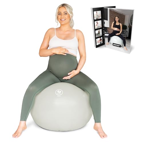 Image of BABYGO® Birthing Ball for Pregnancy Maternity Labour & Yoga + Our 100 Page Pregnancy Book, Exercise, Birth & Recovery Plan, Anti-Burst Eco Friendly Material