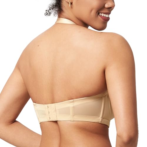 Image of HSIA Strapless Bras for Women Large Bust Non Slip Full Coverage Underwire Beige