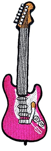 HHO Patch Pink Electric Guitar Iron on Patches Musical Instrument Music Guitar Cartoon Embroidered Applique Patch Accessories DIY for Clothes Backpacks T-Shirt Jeans Skirt Vests Hat Bag