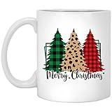 Merry Christmas Buffalo Plaid Tree Coffee Mug - Great Gift Cup Idea Birthday Holiday Christmas Gifts For Family Friends 11oz