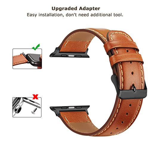 Tasikar Bands Compatible with Apple Watch Strap 42mm(Series 11/10) 41mm 40mm 38mm men Genuine Leather Replacement Bracelet Band Compatible with iWatch SE Series 11 10 9 8 7 6 5 4 3 - Image 3