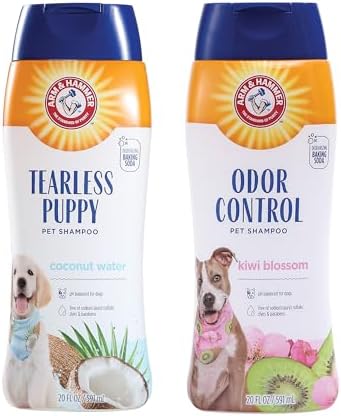 Arm & Hammer Tearless Puppy Shampoo & Deodorizing Dog Shampoo Bundle – Gentle Coconut Water & Kiwi Blossom Scented Tearless Shampoos for Puppies & Smelly Dogs, 20 Fl Oz Each image 3