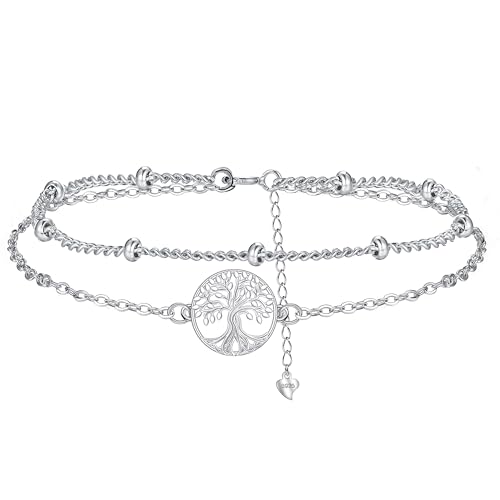 Hifeeled Pulsera Árbol de la Vida Plata 925 Para Mujer Doble Cadena,Regalos...