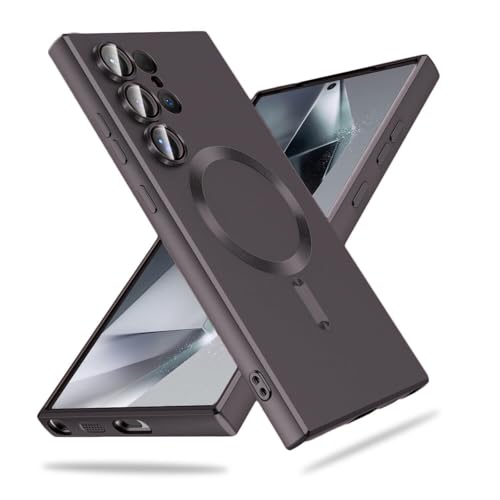 Image of DIZORO Samsung S25 Ultra Case, Compatible with Mag Safe, Matte Luxury Metallic Luster Flexible TPU Wireless Charging Shockproof Case with Camera Protector (Metallic Coffee)