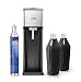 Produktbild MySodapop Sharon Glaskaraffen Wassersprudler inkl. 2 Glasflaschen (1L), 1 CO2-Zylinder und 2 Bottle-Shirts; Farbe: Stahl/Anthrazit