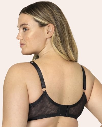 Image of Smart & Sexy Women's Full Coverage Unlined Underwire Bra, Lace & Mesh See Through Bra, Plus Size Lingerie Inspired Retro Bra