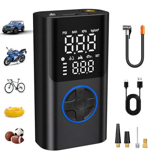 Image of Tire Inflator Portable Air Compressor, 150PSI Fast Inflation Bike Pump with Gauge & USB Charging Output, Air Pump for Car, Bicycles, Motorcycles, Scooters & Balls
