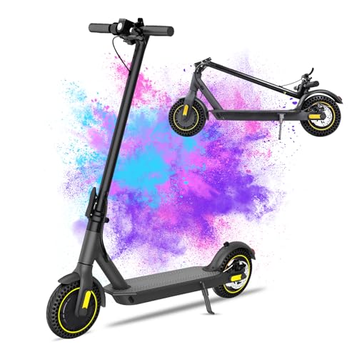 10” Patinete Eléctrico Adultos Pantalla LCD, Autonomía hasta 25-30Km Patinete Eléctrico Plegable, 350W Motor Potente Sistema de Doble Freno 3 Velocidades