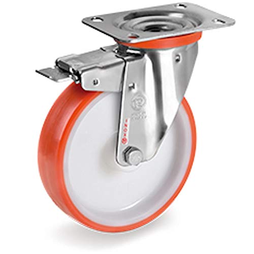 Roulette INOX pivotante de 100 mm pour bloquer facilement vos chariots 170Kg