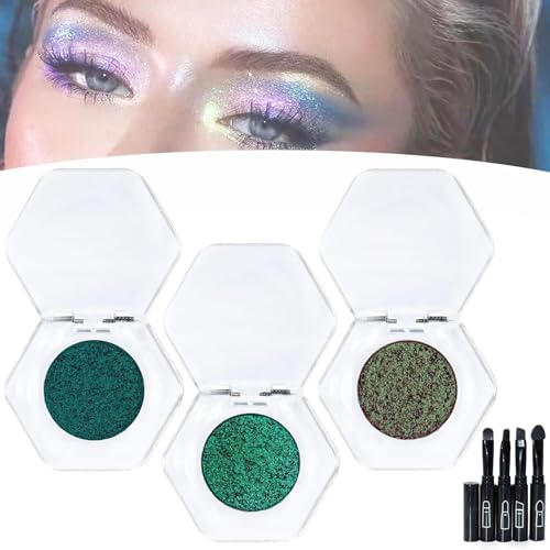 Sombra de ojos multicolor, maquillaje de ojos metálico, sombra de ojos de polvo de producto metálico multicolor, polvo de sombra de ojos de pigmento de alto brillo, duradero y ajustable(10+11+12)