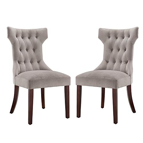 DHP Clairborne Tufted Dining Chair (Set of 2), Wood, Taupe / Espresso