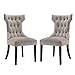 Dorel Living Clairborne Tufted Dining Chair (2 Pack), Taupe / Espresso