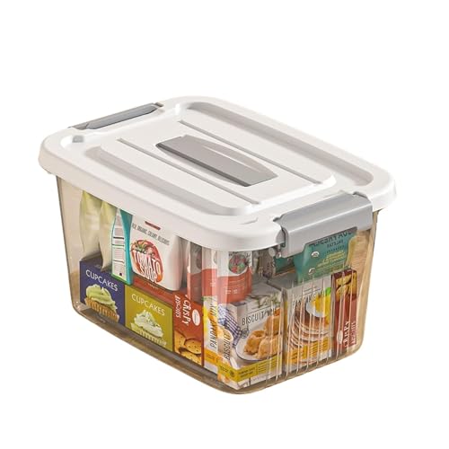 Image of Ash & Roh Heavy Duty Plastic Storage Bins with Locking Lids - Clear, Stackable Containers for Bedroom or Closet Organization (pack of 1, Large 29cm X 40cm X 21cm)
