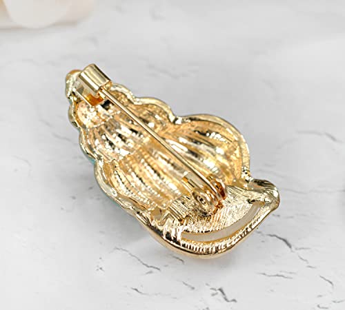 Image of Gyn&Joy Golden Tone Blue Enamel Rhinestone Conch Ocean Sea shell Brooch Pin