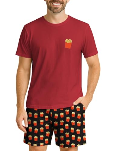 Image of Yoimira Mens Soft Pajama Set Short /Long Sleeve 2 Piece PJs with Pockets | Men's short /long sleeve pajama set, soft 2 piece PJs with pockets for sleepwear, loungewear, relaxing at home and nightwear