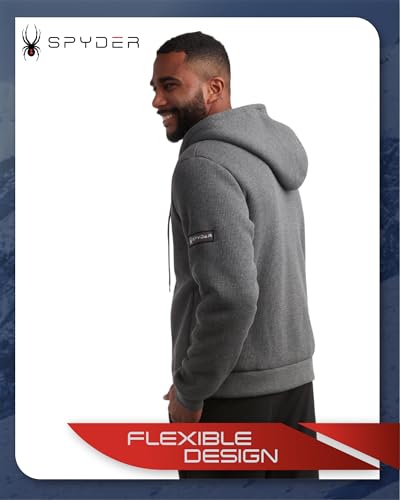 Spyder Men's Full Zip Cozy Sherpa Lined Waffle Knit Hoodie - Lightweight Comfort Jacket for Men (S-XXL)4