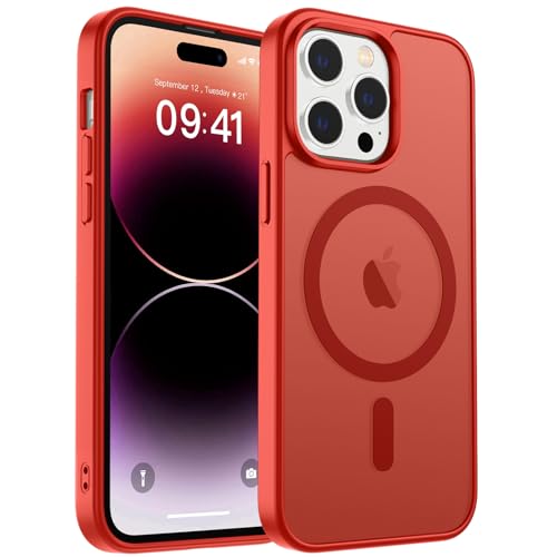 Coque magnétique pour iPhone 14 Pro Max rouge translucide mate Zapica