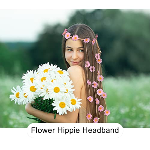 image for AWAYTR Flower Hippie Headband Floral Crown Behemain Sunflowers Beads A